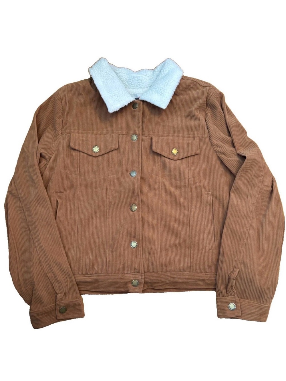 Red Star Women’s Sherpa Lined Corduroy Jacket in Light Brown - Size Large